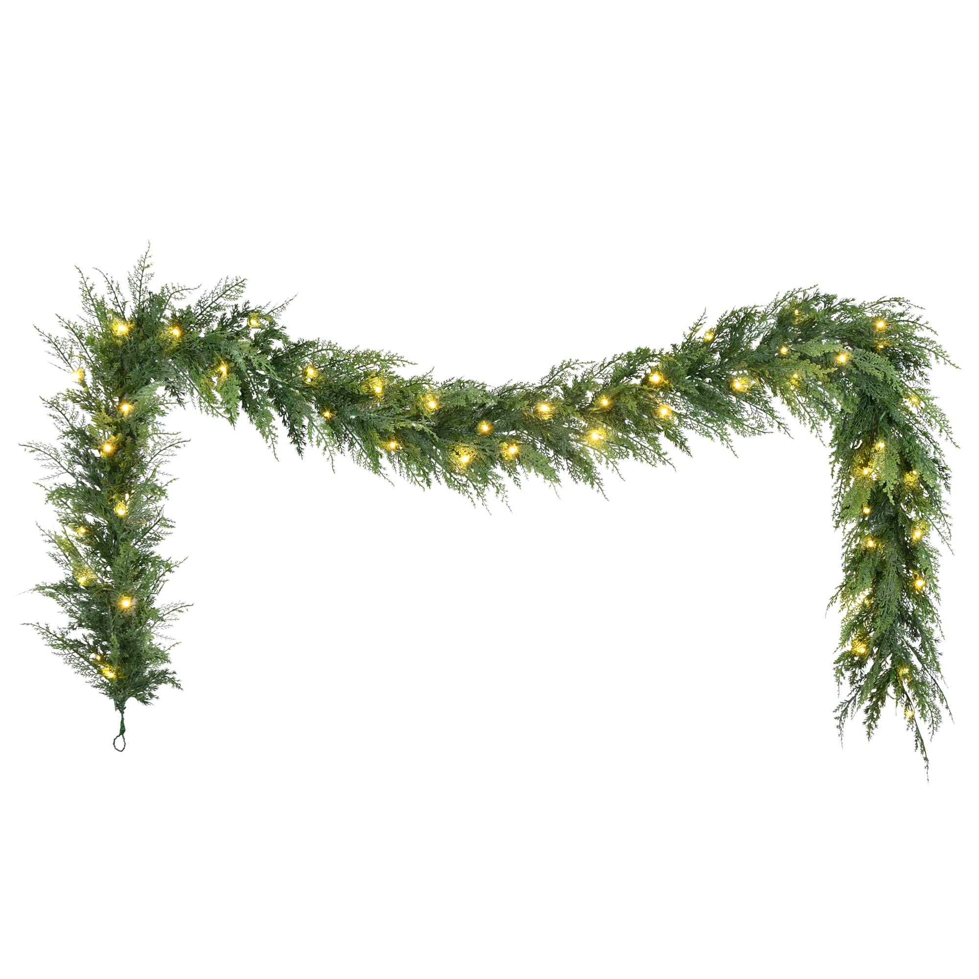 9ft. Pre-Lit Cedar Garland with Twinkle Rice Lights